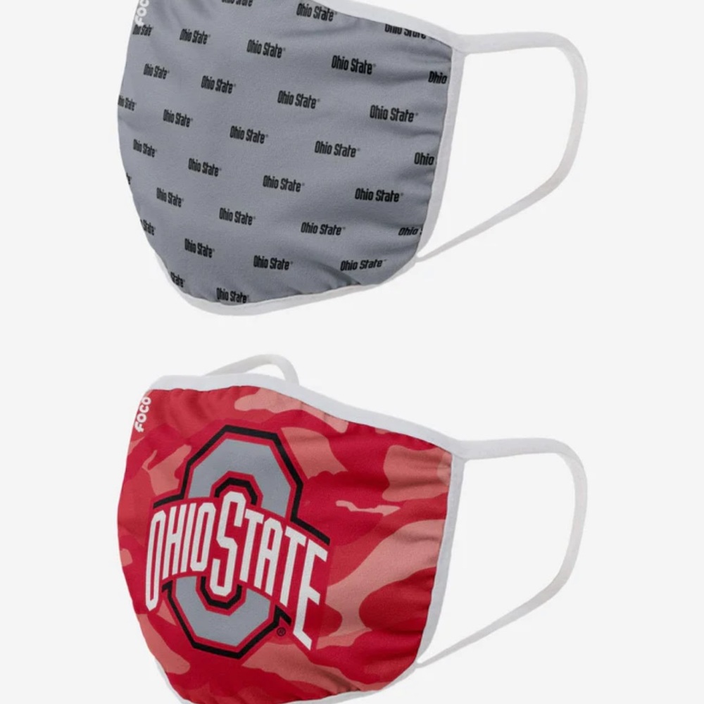 NCAA OHIO STATE BUCKEYES 2 PACK FACE MASKS OS UNISEX ADULT NWT